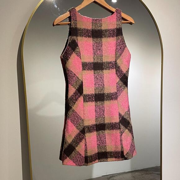 Brown and Pink Plaid Dress S - Picture 3 of 5